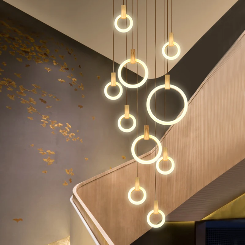 Modern Wooden Style Glass LED Chandelier Lighting Ceiling Lamp Pendant Light YS0 