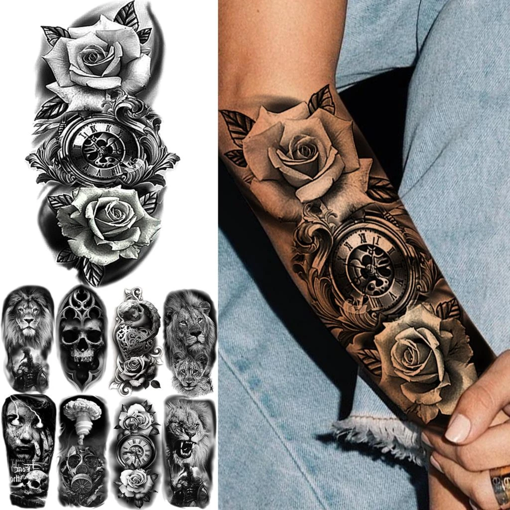 3d Realistic Rose Flower Arm Compass Temporary Tattoos For Women Adult Lion Skull Angel Mask Fake Tattoo Half Sleeve Tatoo Decal Temporary Tattoos Aliexpress 3d Realistic Rose Flower Arm Compass Temporary Tattoos For Women Adult Lion Skull Angel Mask Fake Tattoo Half Sleeve Tatoo Decal Temporary Tattoos Aliexpress