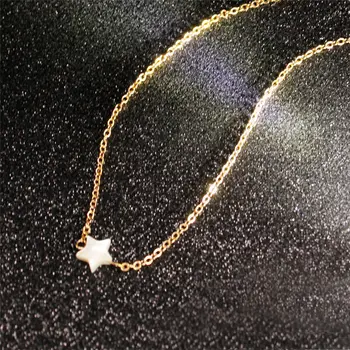 

Fashion Simp Natural Shell Star Pendant Necklace Chokers For Women Geometric Bohemian Pentagram Necklace On the Neck Jewelry New