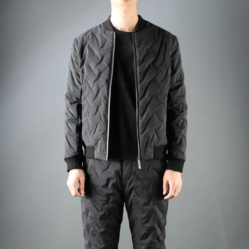 Hot Product JSBD winter high quality recommended feather cotton padded men casual baseball collar cotton suit two sets of men