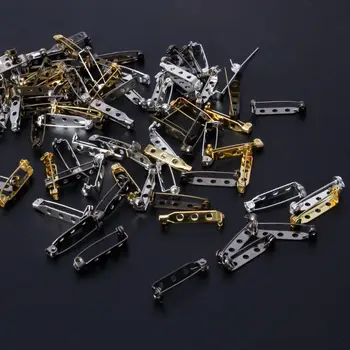 

100Pcs 4 Colors Mixed Bar Pin Back Clasp Brooch Name Badge Craft Jewelry Making