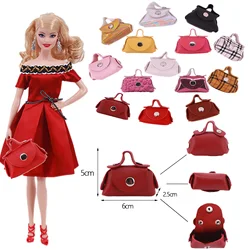 Accessoires pour barbie, sac à main en cuir, boutons métalliques, pour 1/6 Blyth et 11.8 pouces, poupée, jouets pour filles 