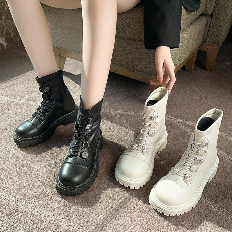 short Boots Women 2022 Fashion New Boots Thick-soled Women's Boots Autumn Single Boots Short Boots British Style Boots Women