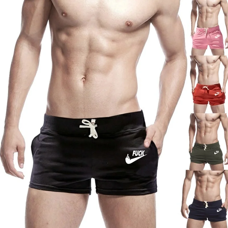 Модные мужские шорты размера плюс, эластичные повседневные спортивные штаны, мужские короткие шорты для бодибилдинга, тренировок, фитнеса, мужская одежда
