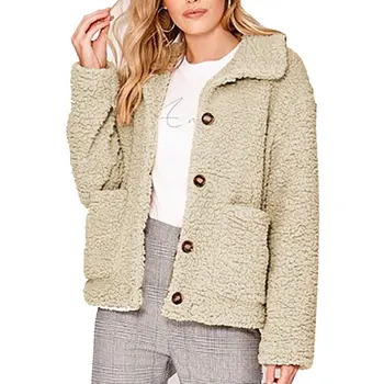 

Women Long Sleeve Thicken Warm Solid Color Buttons Coat for Winter Outdoor TC21
