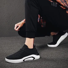 Г. Новая Осенняя мужская обувь летящая тканая сетчатая обувь, носки сетчатая Корейская версия трендовой спортивной обуви для отдыха ulzz