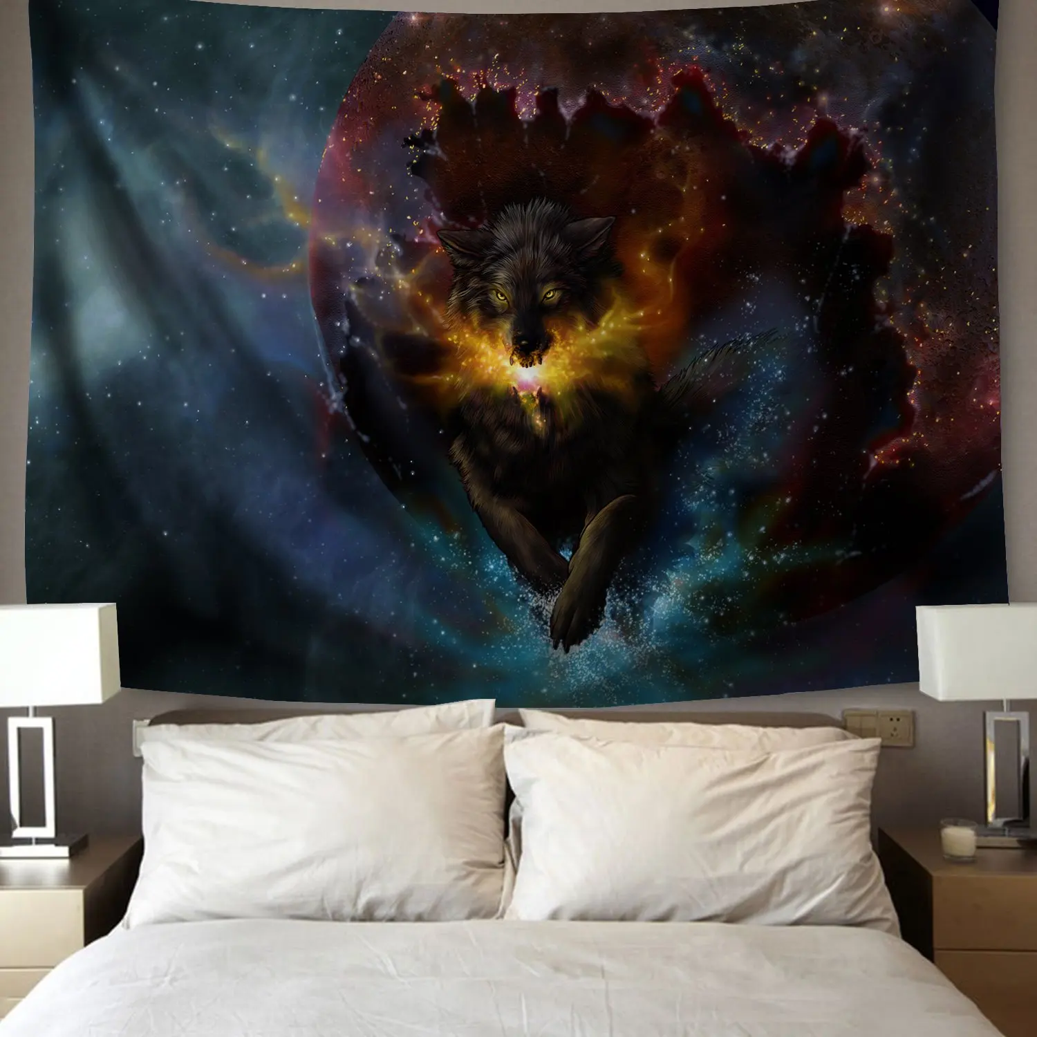 

Decor Wolf Running Wolf Animal Wall Art Tapestry Living Dorm Wall Hanging Colorful