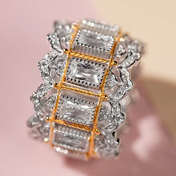 

925 Silver Zircon Ring Silver Bar 925 Jewelry for Women European Court style vintage style