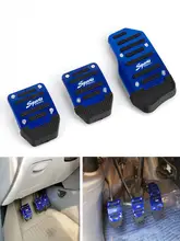  RASTP-3 Pcs/set Hot Universal Blue Red Aluminum Manual Series Automatic Non-Slip Car Pedal Cover Set Kit RS-ENL018 