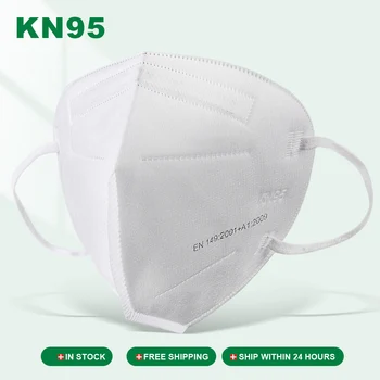 

30pcs White Mascarillas ffp2 Reutilizable KN95 Masque Visages 5 Layers 95% Filteration Dust Mouth Mask Non-woven kn95 Mouth Mask