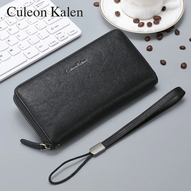 

Anti-Theft Card Swiping Bag Men's Genuine Leather Multi-functional Zipper Wallet Men's Long Large Capacity Handbag Men's Genuine