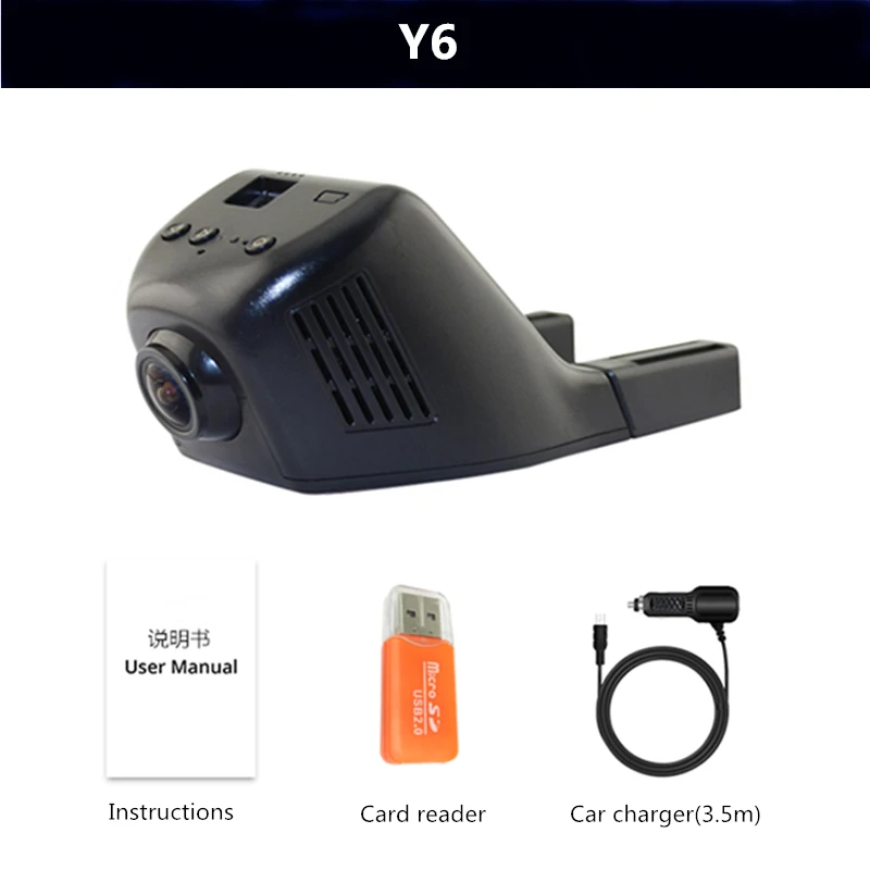 Автомобильный видеорегистратор Vikewe с Wi-Fi, видеорегистратор Full HD 1080 P, двойной объектив, g-сенсор, ночное видение, видеорегистратор, запись видео, видеорегистратор - Название цвета: Y6