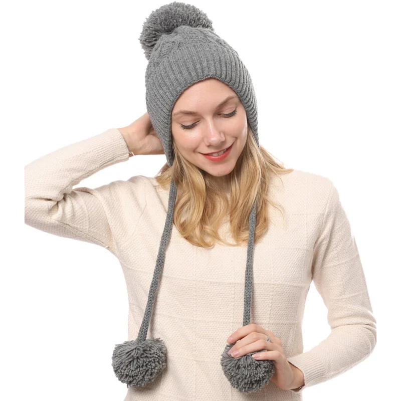 Зимние шапки бини толстые Skullies Модные женские вязаные шапки теплые шерстяные шапочки