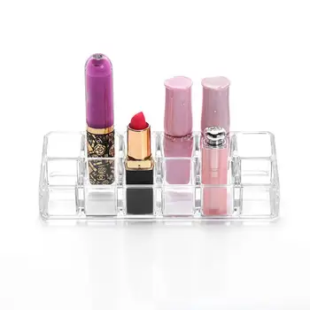 

Cosmetic Makeup Organizer 12 Grids Transparent Lipstick Holder Clear Acrylic Display Stand Sundry Storage Box