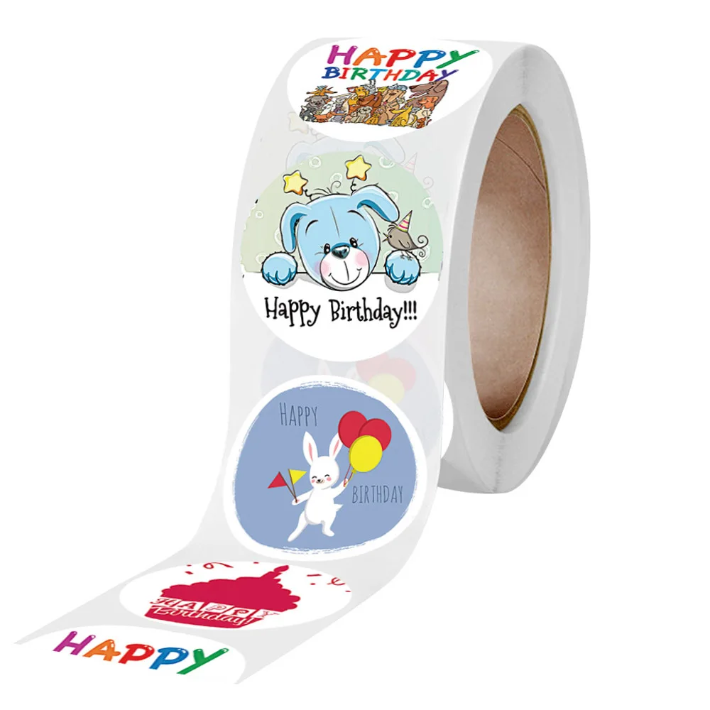 50-500pcs round happy birthday handmad sticker sealing sticker vintage DIY gift stickersdhesive Christmas stationery decorative stickers stationery stickers adhesive stickers