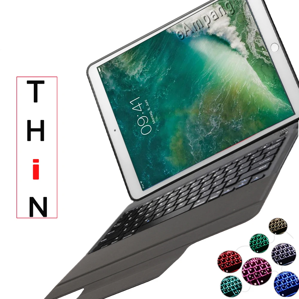 7 Backlit Keyboard Case For Apple iPad Pro 10.5 A1701 A1709 A1852 Case for iPad Pro 10.5 Keyboard Cover Ultra Thin+Flim+Pen