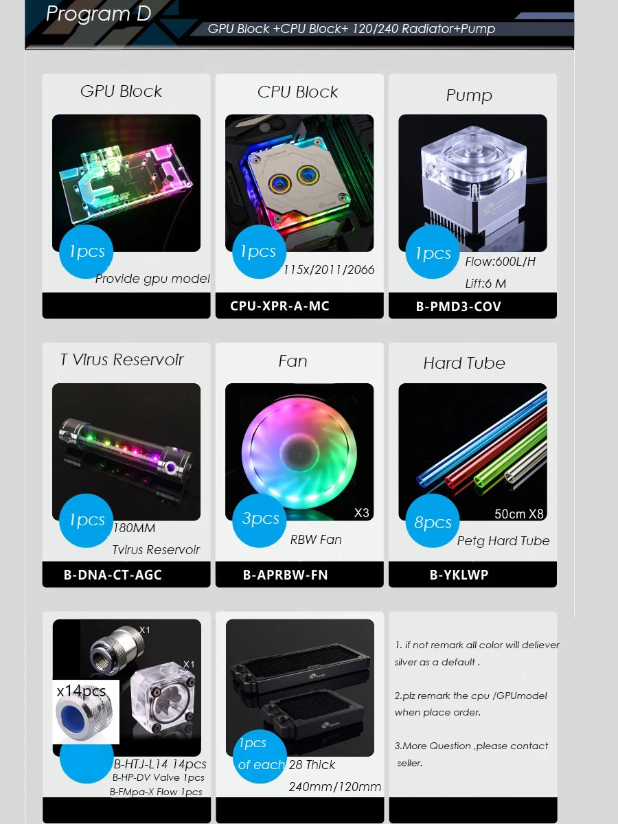80% OFF  Bykski B-HTRGB-EX Hard Tube Water Cooling Program Kit Multiple computer case water Cooling Kit buil
