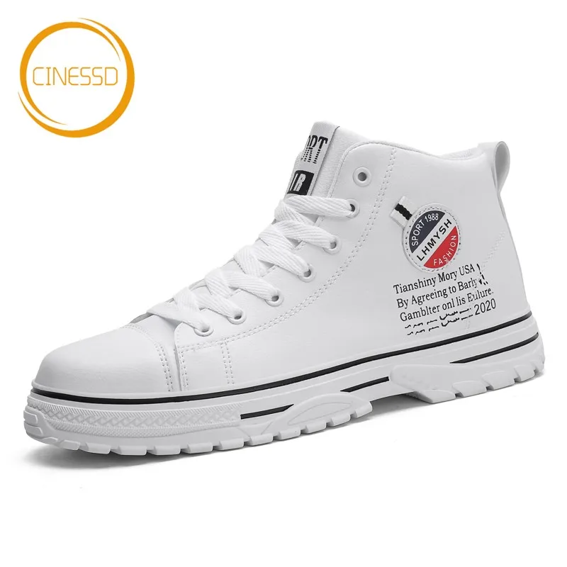 

CINESSD New Tide Skateboarding Shoes Flat Casual Walking Street Shoes Large Size High-Top Ankle Boots Fashion Outdoor Sneakers