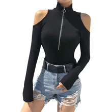 Молния высокий воротник с открытыми плечами Йога сексуальный спортивный костюм бег Йога набор женский костюм Спортивный трикотажный джемпер Спортивная A7