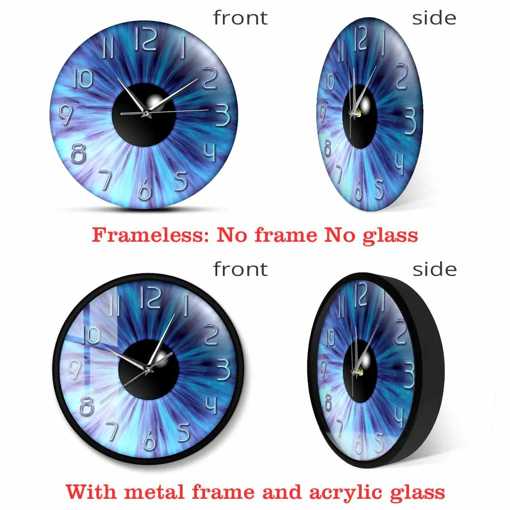 Blue Evil Eye Iris Pupil Printed Wall Clock For Eye Clinic Optician Artwork Decor Silent Wall Watch Eye Doctor Optometrist Gift 4