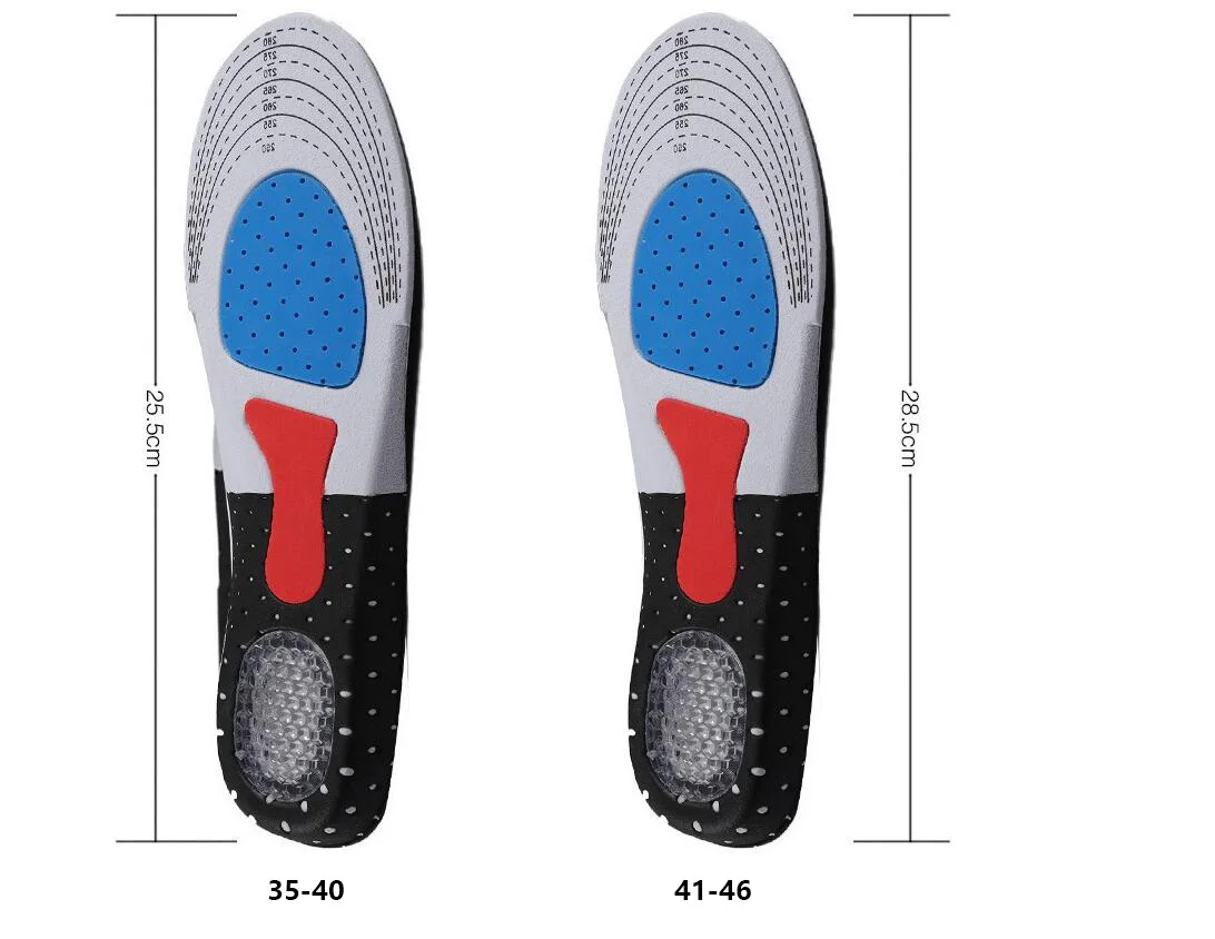 Спортивные беговые силиконовые стельки Мужская Женская обувь подошва ортопедическая прокладка Массажная амортизация Арка Поддержка ног