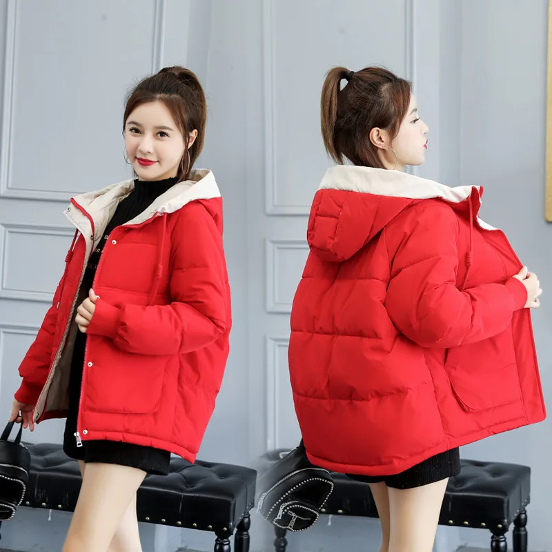 

2019 Winter New Style Korean-style Loose-Fit down Jacket Cotton-padded Clothes Coat Thick Students Women Coat Women's Mid-length
