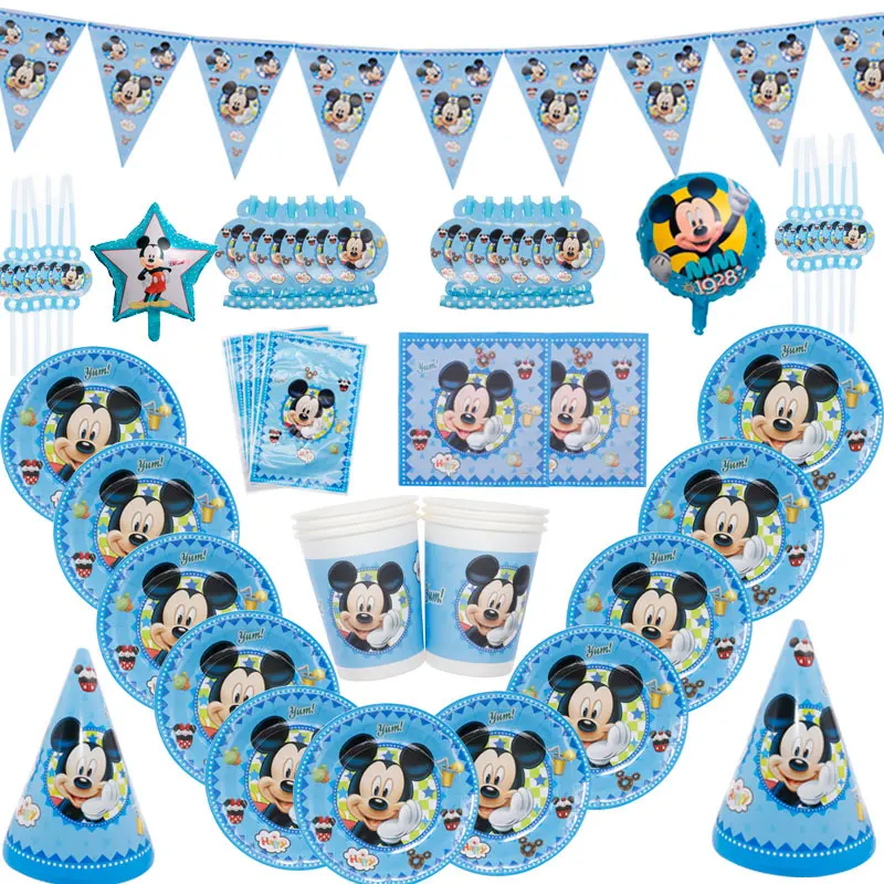Микки Маус вечерние мультфильм одноразовой посуды Disney пластина ткани