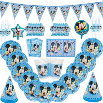 

Mickey Mouse Party Cartoon Disposable Tableware Disney Plate Tissue Theme Birthday Party Christmas Decoration