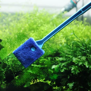 

2 Head Plastic Handle Cleaning Sponge Aquarium Cleaning Brush Tool Remove Algae Glass Fish Tank Scraper Sponge Cleaner aquarium