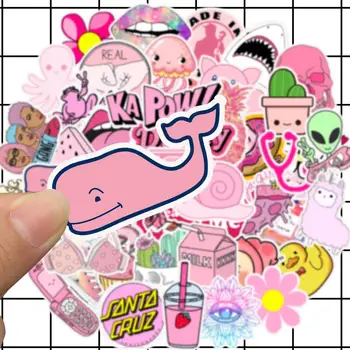 

50 PCS PVC Pink Girl Cute Stickers DIY Skateboard Laptop Graffiti Motorcycle Decorative Sticker Car Sticker Vinyl Decals