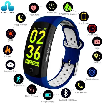 

Smart Band Q6S Heart Rate Monitor IP68 Waterproof Smart Bracelet Fitness Tracker Blood Pressure Smart Watch VS mi band 3