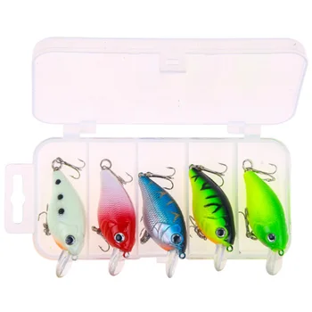 

5 Pcs/Set Fishing Lures Deep Diving Crank Baits55Mm Artificial Hard Fishing Bait Wobbler Two Hooks Fishing Accessories