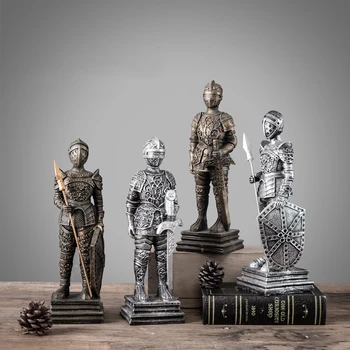 

Nostalgia Ancient Rome Soldiers Helmet Armor Knight Study Decoration Display Window Wine Cabinet Ornament Statue Sculpture Resin
