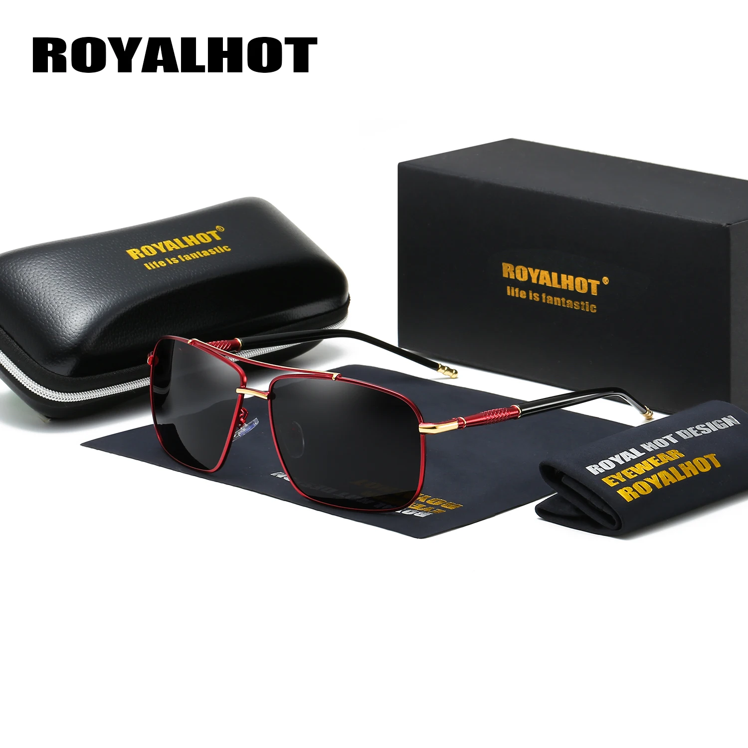 Солнцезащитные очки RoyalHot мужские и женские Поляризованные с квадратной оправой