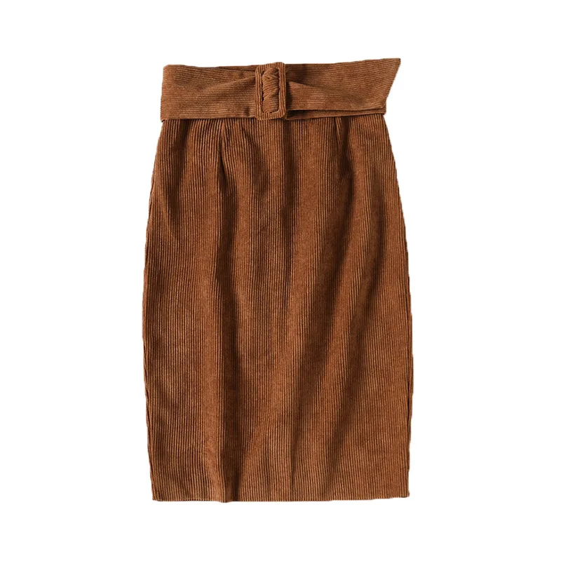 

A Generation of Western Style Wide Waist Snuffle High-waisted Slimming Corduroy A- line Skirt Entity