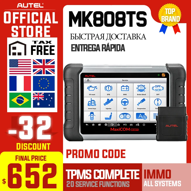 Autel MaxiCOM MK808TS OBD2 Bluetooth Scanner Car Diagnostic Tool OBD 2 Code Reader Programing TPMS Sensor PK DS808 MK808 TS608|maxidiag elite md802|maxidiag eliteautel maxidiag elite - AliExpress