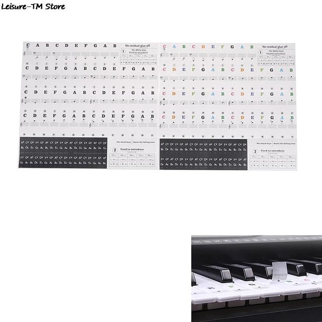 Autocollants de nom de clavier de Piano électronique, étiquette  autocollante pour notes de musique, 49 61 88 touches - AliExpress