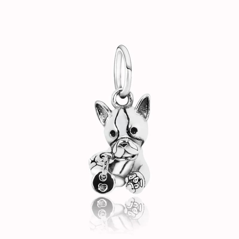 

Cute 925 Sterling Silver Beads,Bulldog Puppy Pendant Charms fit Original Pandora Bracelets Necklaces Women DIY Jewelry