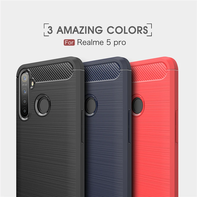 Чехол для Oppo Realme C3 чехол противоударный ТПУ резиновый бампер из углеродного