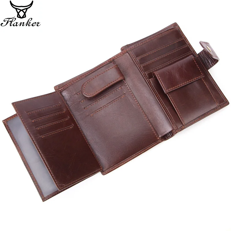 

Flanker genuine cow leather men short wallet with coin pocket fashion brand man hasp purse splice designer card holder money bag