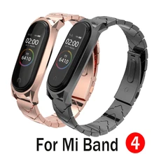 Mi jobs металлический ремешок для mi Band 4 ремешок Безвинтовой браслет из нержавеющей стали для Xiaomi mi ремешок 4 Металлический сменный ремешок