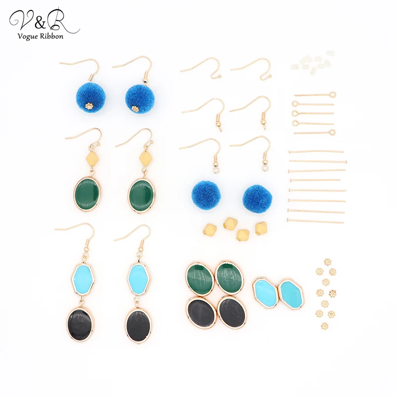 

DIY Handmade Jewelry Making Multiple Color Enamel Bead Pom Pom Ball Charms Pendants Drop Dangle Earring Set Component DIY-154