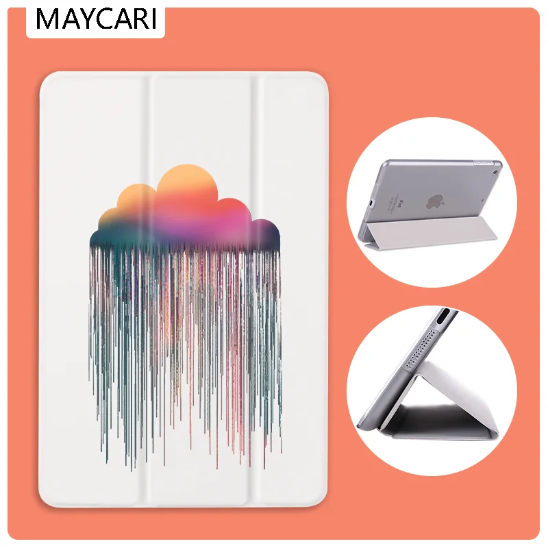 

Colorful Rain Horse White Leather And PU Hard Back Case Cover Protective For iPad Air 2 3 Pro 11 12.9 10.5 inch Mini 2 3 4 5