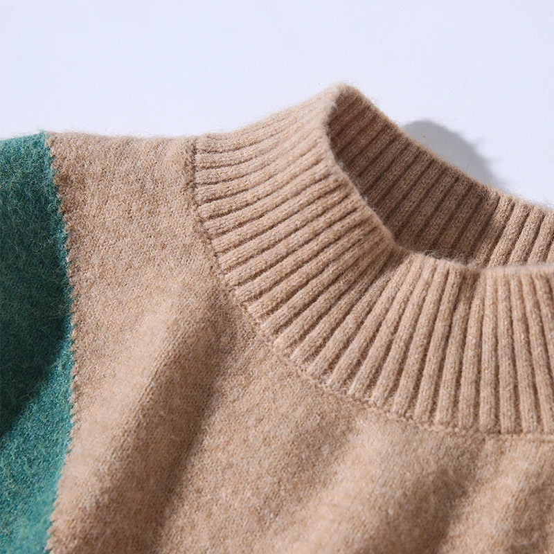 Woman Sweaters Patchwork Fashion Cashmere and Wool Knitted Jumpers Winter Hot Sale Ladies Jumpers 2Colors Warm Woolen Knit Cloth Woman Sweaters Patchwork Fashion Cashmere and Wool Knitted Jumpers Winter Hot Sale Ladies Jumpers 2Colors Warm Woolen Knit Cloth