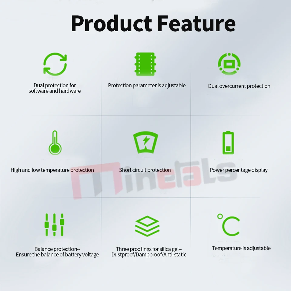 8S smart BMS support Bluetooth 7S 24V 10S 36V li ion LiFePo4 common port with intelligent upper computer 100A protection board