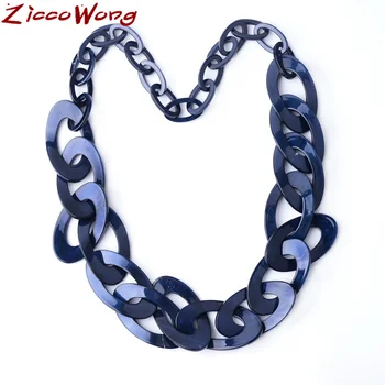 

ZiccoWong New Fashion Long Acrylic Necklace For Women Exaggerated Big Resin Link Chain Choker Pendant Necklaces Jewelry