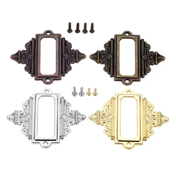 

20Pcs Antique Carved Furniture Cabinet Medicine Drawer Label Pull Frame File Box Name Card Holder Notepad Photo Album DIY62*55mm