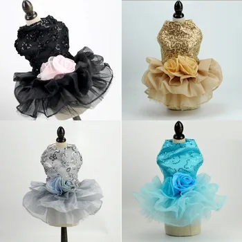 

2020 New Small Dog Puppy Lace Dress Tutu Skirt Dog Pet Luxury Princess Wedding Party Dress Dog Clothes for French Bull Chihuahua