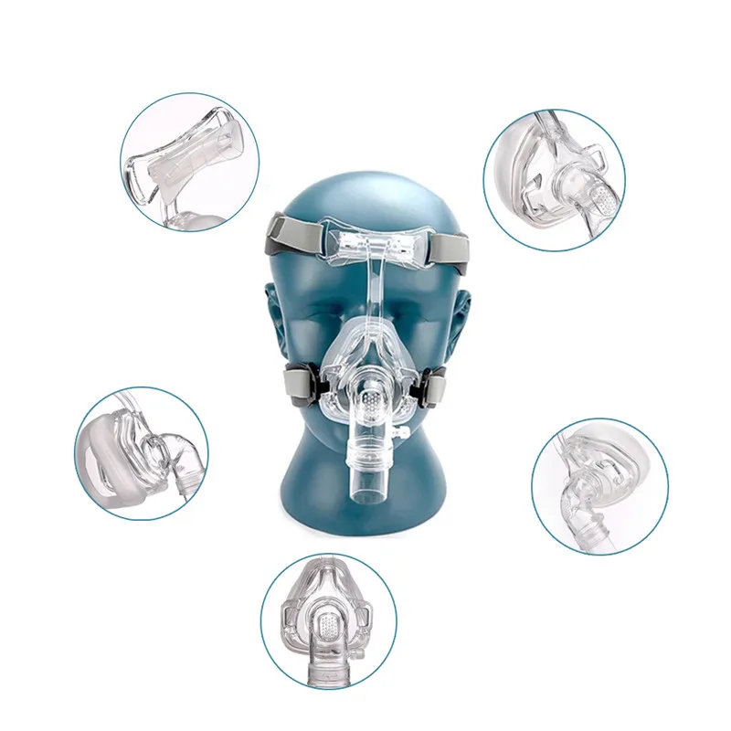 Маска на все лицо CPAP Авто CPAP BiPAP маска с бесплатным головным убором Белый s m l для апноэ сна OSAS храп людей