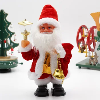 

Electric Dancing Music Santa Claus Doll With Lamp Christmas Figurine Decoration Battery Powered Christmas Ornaments Kid Toy Gift